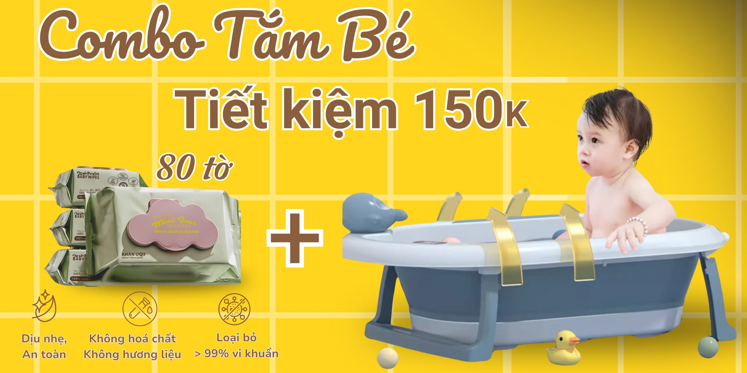 Combo Chậu tắm gấp gọn cho bé
